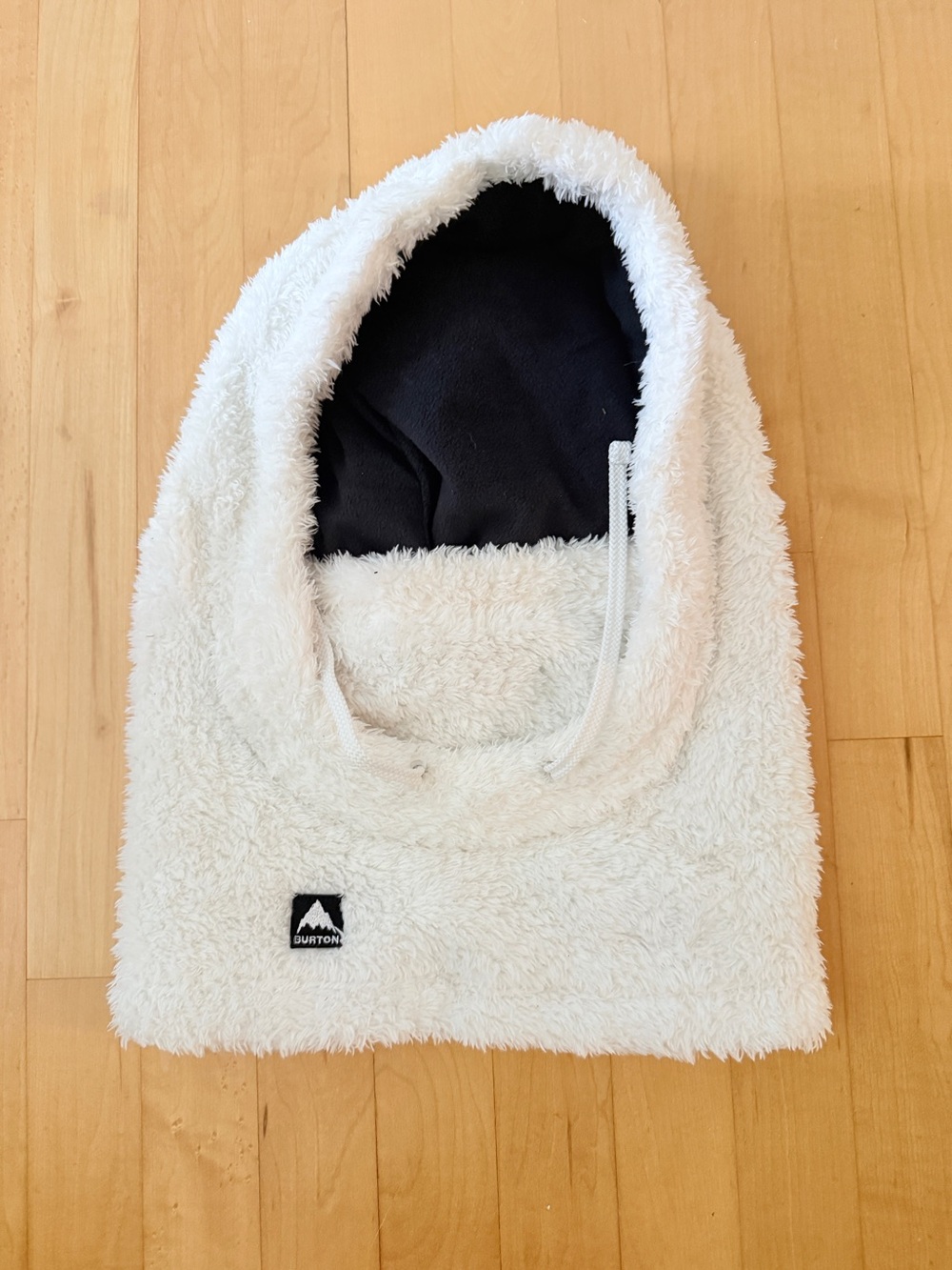 Burton White Plush Fleece Hooded Neck Warmer with Black Lining